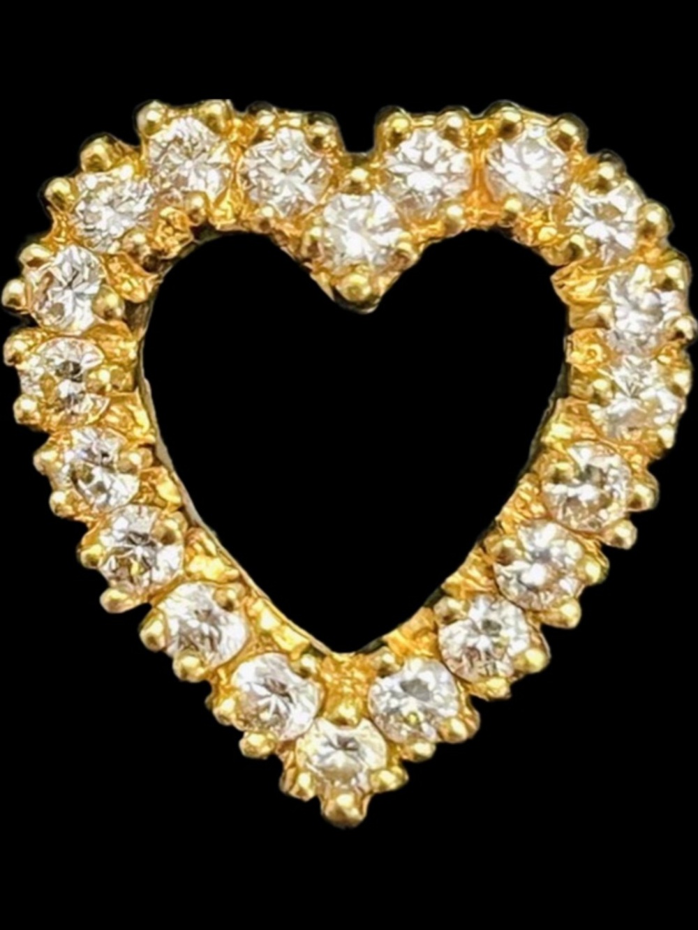 14k Solid Yellow Gold Simulated Diamond Diamonique Heart Cz pendant vintage QVC